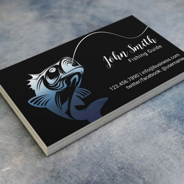 Cartão De Visita Guia Profissional de Pesca Carateres de Pesca (Criador carregado)