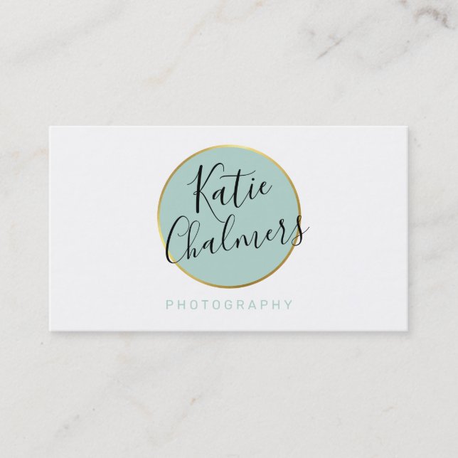 Cartão De Visita guião ELEGANTE moderno chic bonito verde de menta  (Frente)