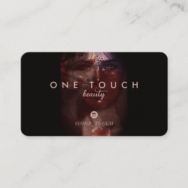 Cartão De Visita guião horizontal de retrato de beleza da mulher bo (Frente)