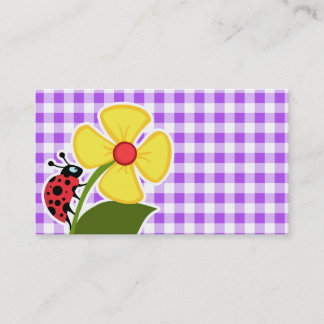 Cartão De Visita Guingão Checkered roxo; Joaninha