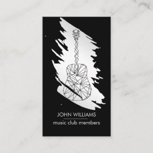 Cartão De Visita Guitar Music World Teacher Player Silver Cinza