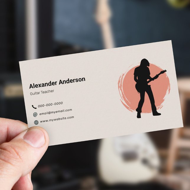 Cartão De Visita Guitar Teacher Business Card (Guitar Teacher Business Card)