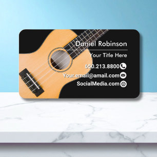 Cartão De Visita Guitarra de Música Negra Elegante Moderna