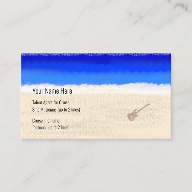 Cartão De Visita Guitarra Elétrica de Navio de Cruzeiro em Praia (Frente)