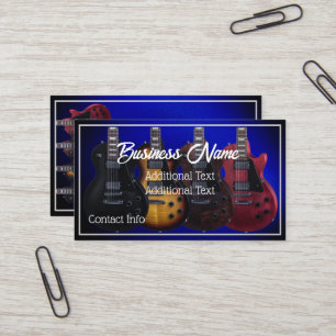 Cartão De Visita Guitarras Elétricas Azuis