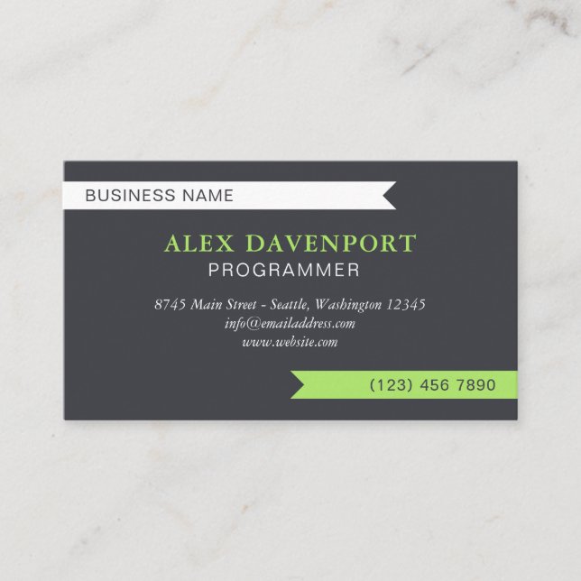 Cartão De Visita Gunmetal & Inchworm Guidon Pennant Qualquer Profis (Frente)