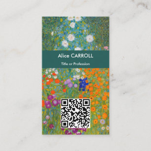 Cartão De Visita Gustav Klimt - Jardim Flor - Código QR