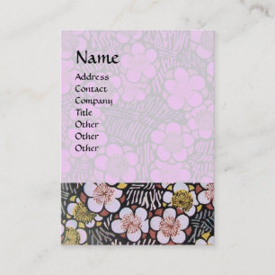 CARTÃO DE VISITA HAIKU / PRETO BRANCO CINZA ROSA LILÁS FLORES DE PR