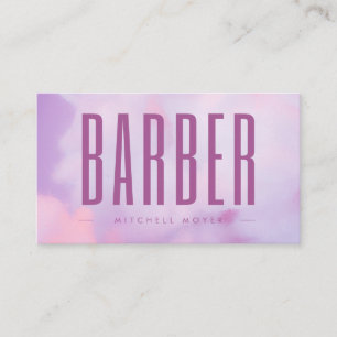 Cartão De Visita Hair Salon Barber Purple Holographic