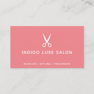 Cartão De Visita Hair Salon Hairstylist Moderna Tesoura Coral