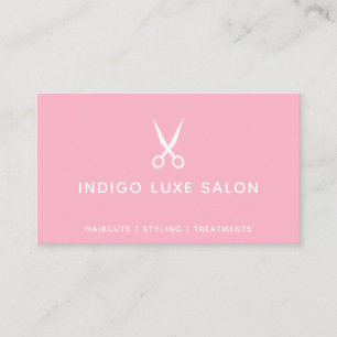 Cartão De Visita Hair Salon Hairstylist Tesoura Moderna Rosa
