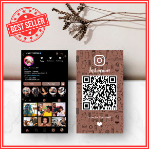 Cartão De Visita Hair Salon Instagram Terracotta Mídia social QR