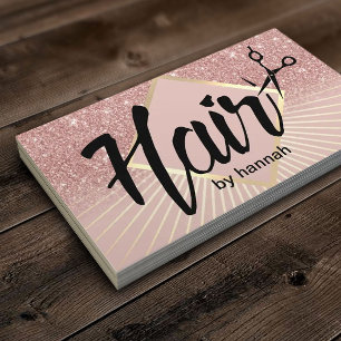 Cartão De Visita Hair Salon Modern Typograpy Rosa Dourado Ombre