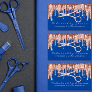 Cartão De Visita Hair Salon Stylist Rosa Blue