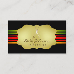 Cartão De Visita Hair Stylist Arco-íris Dourado Largura Saloon list