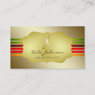 Cartão De Visita Hair Stylist Arco-íris Dourado Largura Saloon list