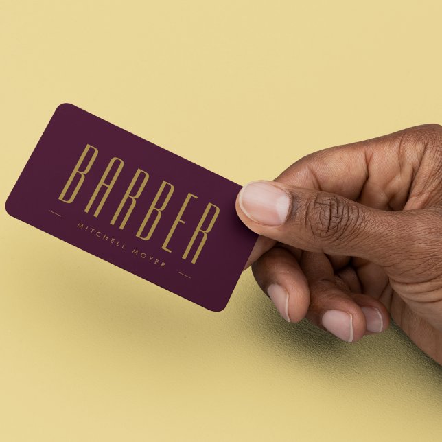 Cartão De Visita Hair Stylist Barber Compra Borgonha E Dourado Simp (Criador carregado)