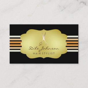 Cartão De Visita Hair Stylist BlackGold Glitter Saloon Professional