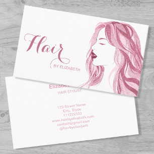 Cartão De Visita Hair Stylist Blush Cor-de-rosa brilhante Beleza Ch