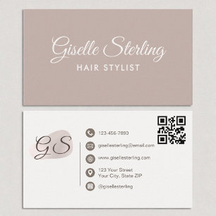 Cartão De Visita Hair Stylist Blush Mauve Modern Elegante Código QR
