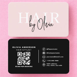 Cartão De Visita  Hair Stylist Blush Pink QR Code