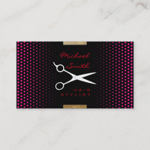 Cartão De Visita Hair Stylist Bolinhas rosa profunda moderna