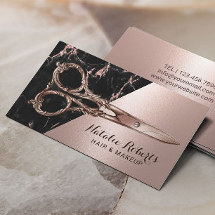 Cartão De Visita Hair Stylist Chic Rosa Dourado Marble Beauty Salon
