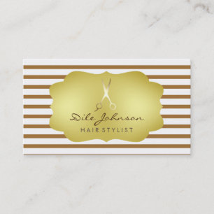 Cartão De Visita Hair Stylist Dourado Faux Saloon Professional