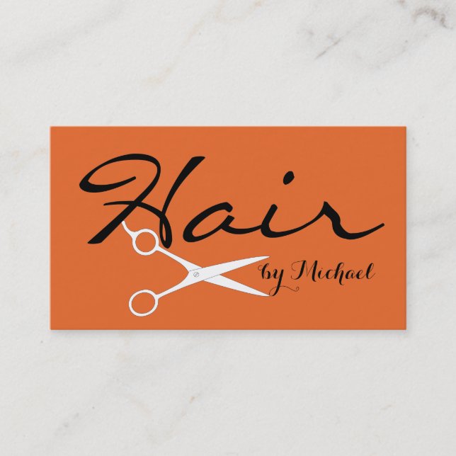 Cartão De Visita Hair Stylist Elegante Carrot Profundo Fundo Laranj (Frente)