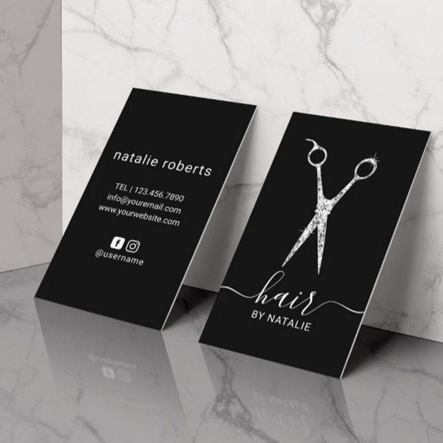 Cartão De Visita Hair Stylist Luxury Diamond Scissor Beauon (Criador carregado)