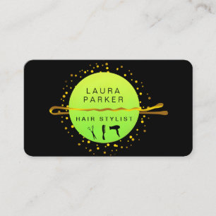 Cartão De Visita Hair Stylist Makeup Artist Bobby Pins Salon Green