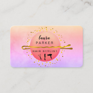 Cartão De Visita Hair Stylist Makeup Artist Salon Rosa Rainbow