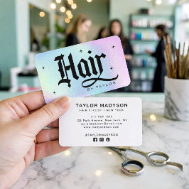 Cartão De Visita Hair Stylist Modern Hair Salon Branding Hologram