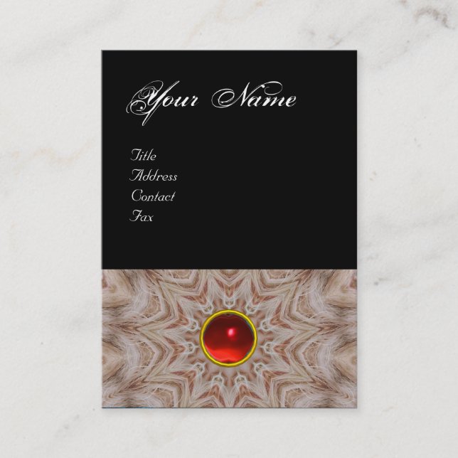 Cartão De Visita HAIR STYLIST monograma, rubi vermelho, preto (Frente)