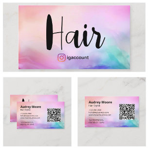 Cartão De Visita Hair Stylist QR Code Hair Salon