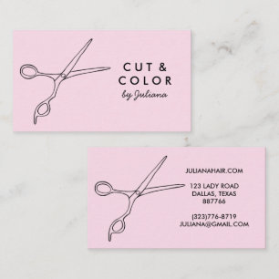Cartão De Visita Hair Stylist Salon Chic Scissors Line Art Minimame