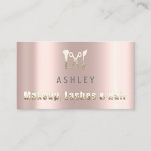 Cartão De Visita Hair Stylist Salon Makeup Lash Nomeação Dourada