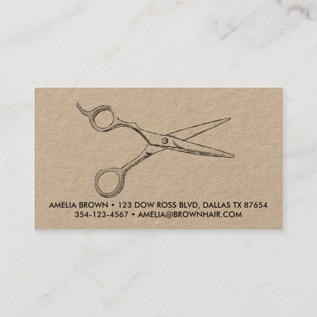 Cartão De Visita Hair Stylist Scissors Chic Drawing Barber CUSTOM (Verso)