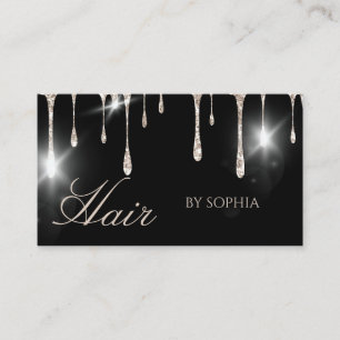 Cartão De Visita Hair Stylist Silver Glitter Black Beauon Salon