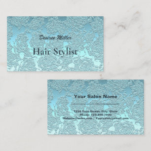 Cartão De Visita Hair Stylist Teal Verde Moderno Metálico Floral M