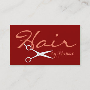Cartão De Visita Hair Stylist Vermelho Escuro Elegante