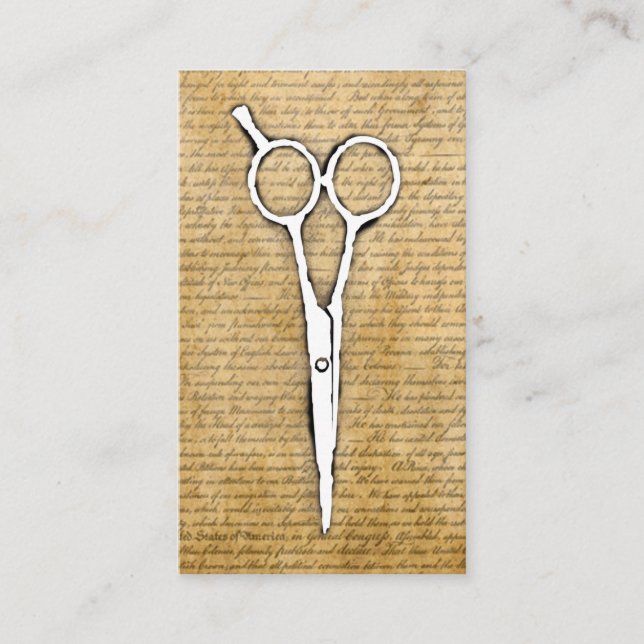 Cartão De Visita Hair Stylist Vintage Burned Paper Scissor Classy (Frente)