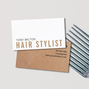 Cartão De Visita Hairdresser Branco Escrita Minimalista Moderna