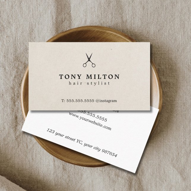 Cartão De Visita Hairdresser de Tesoura de Textura de Papel Elegant (Criador carregado)