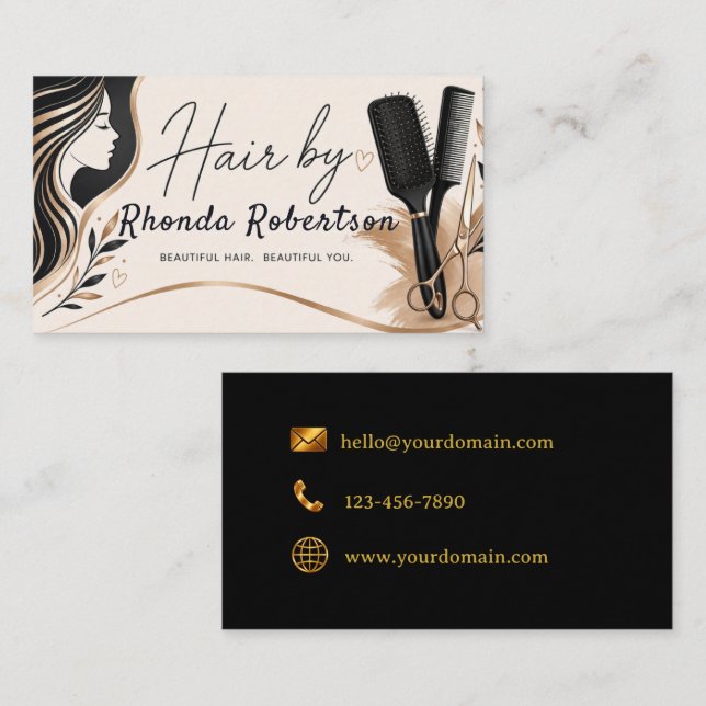 Cartão De Visita Hairdresser Elegant Business Card (Frente/Verso)