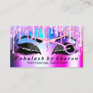Cartão De Visita Hairdresser Makeup Eyelash Lux Rosa Drivers Tesour