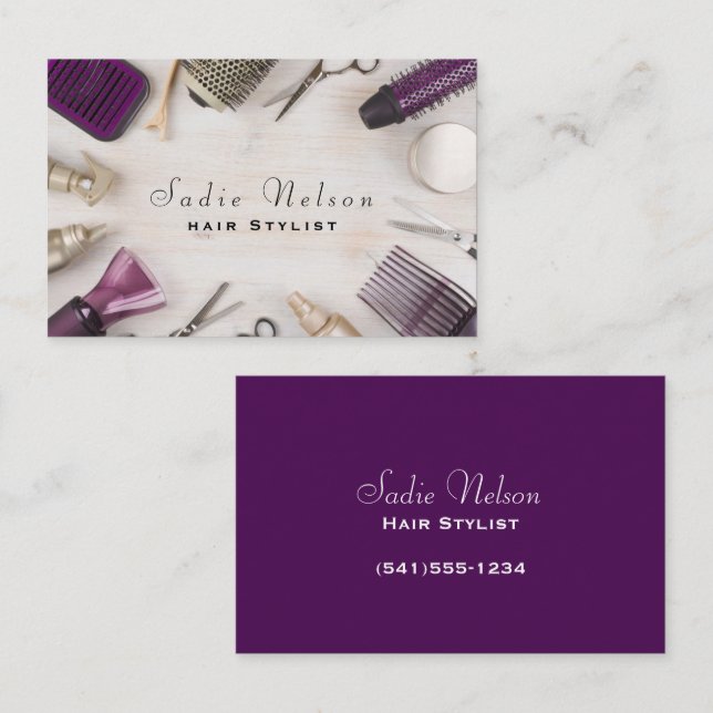 Cartão De Visita Hairdresser Stylist Ferramentas de Beleza Salônica (Frente/Verso)