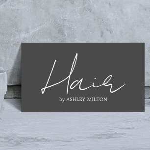 Cartão De Visita Hairstylist branca de Cinzas Elegante Minimalista