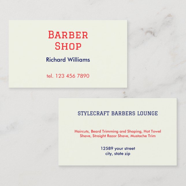 Cartão De Visita Hairstylist de Compro de Barber Simples (Frente/Verso)