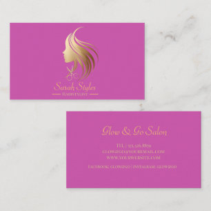 Cartão De Visita Hairstylist de ouro escura minimalista